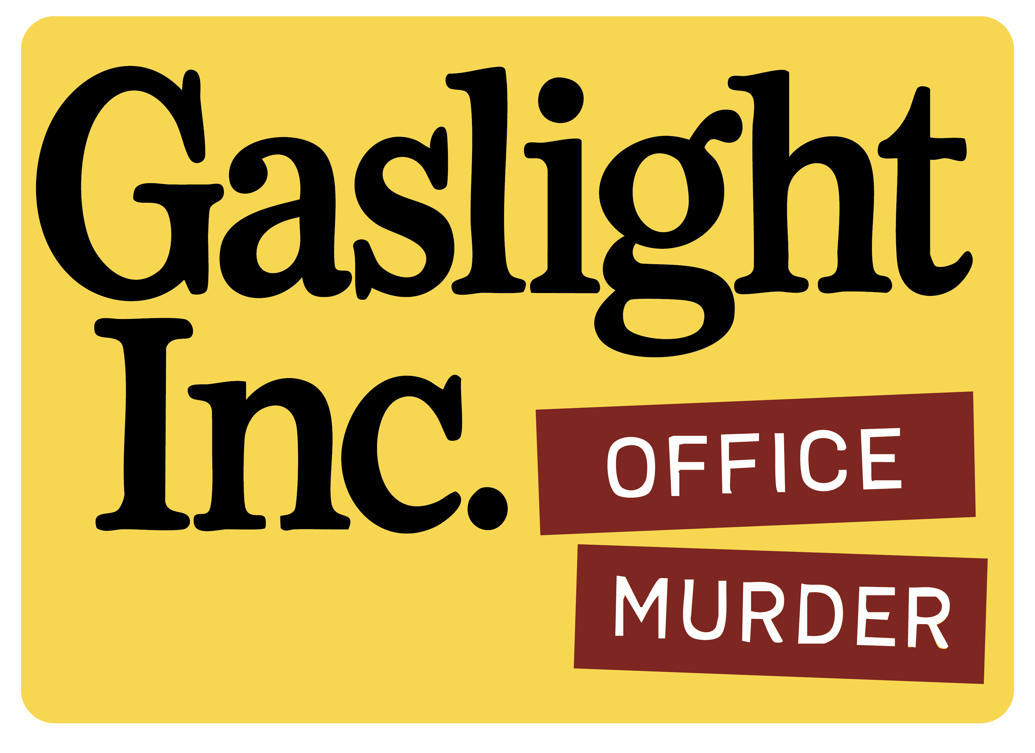 Gaslight Inc. corporate murder mystery board game branding and packaging design
