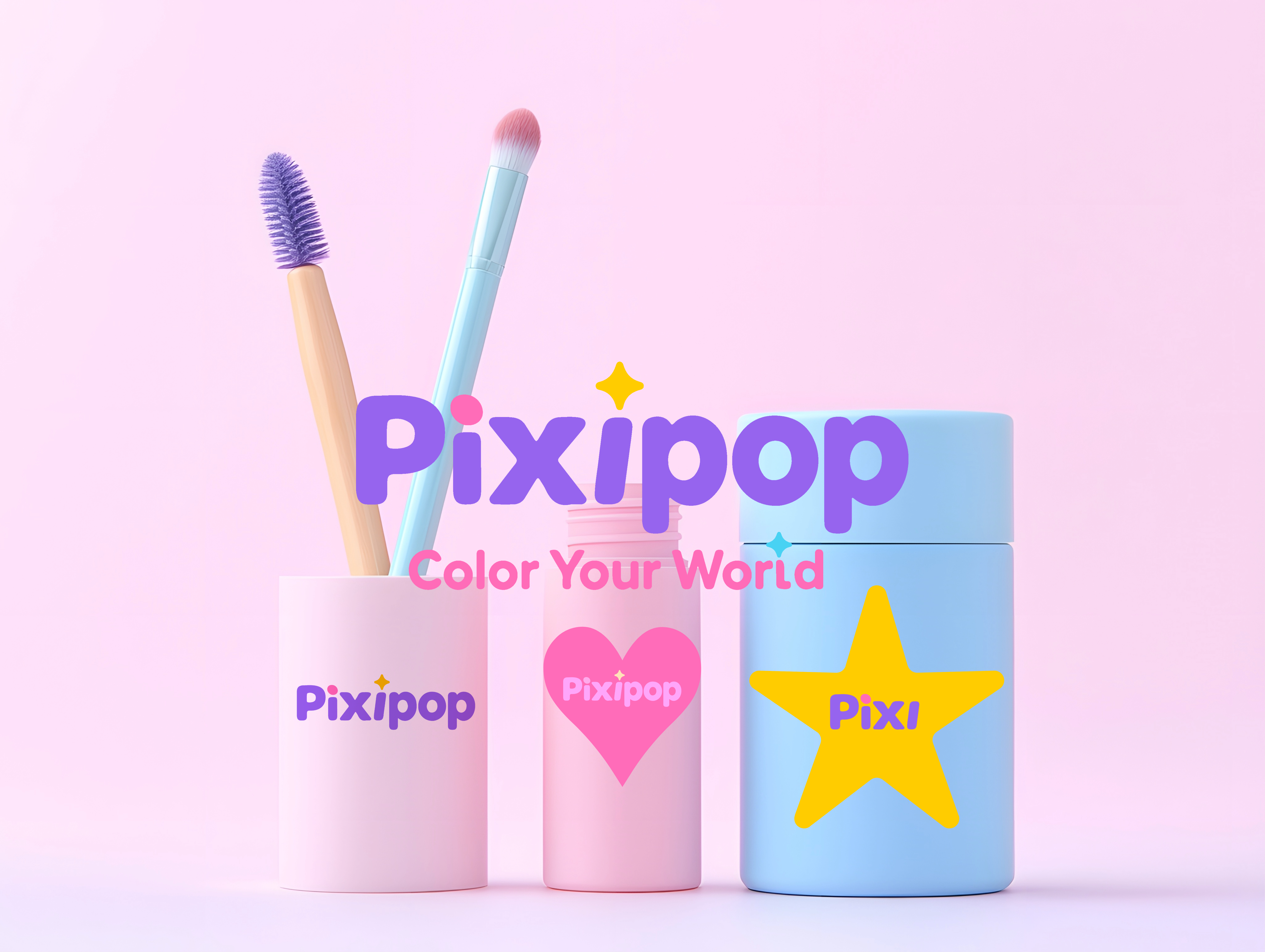 Pixipop playful beauty brand identity and art direction